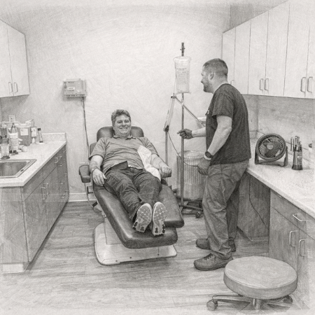 Patient receiving stem cell therapy near Las Vegas at The Stem Cell Club