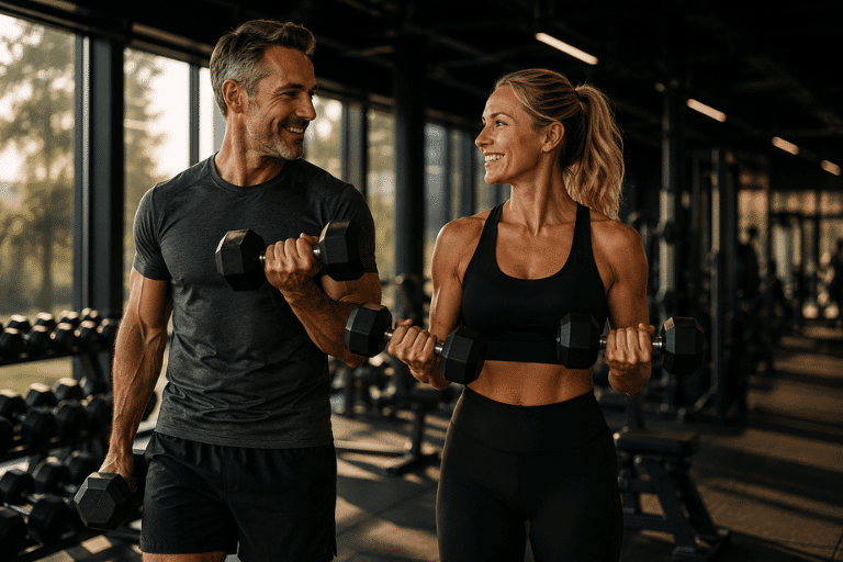 Couple working out