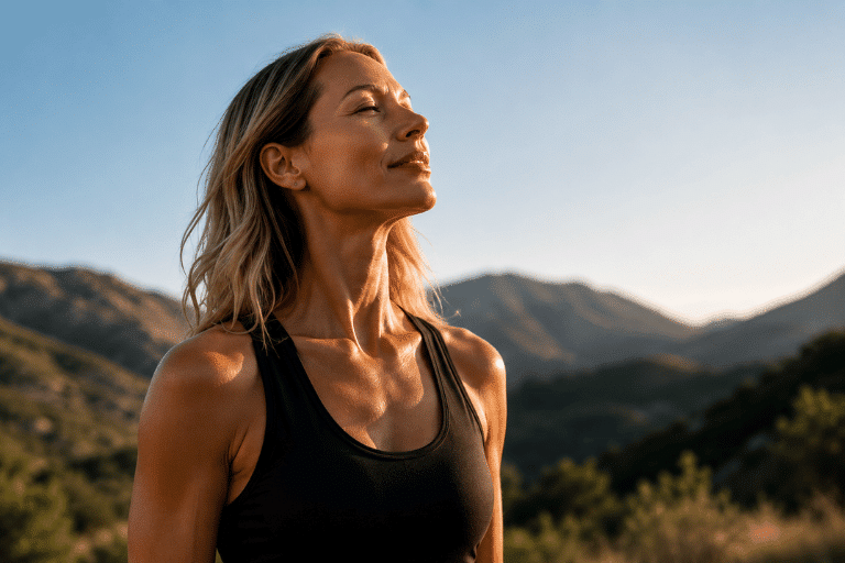 Woman looking into the sun