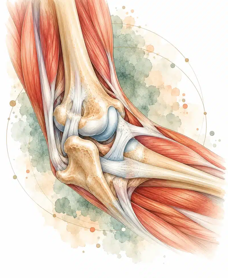 Watercolor illustration of the elbow joint